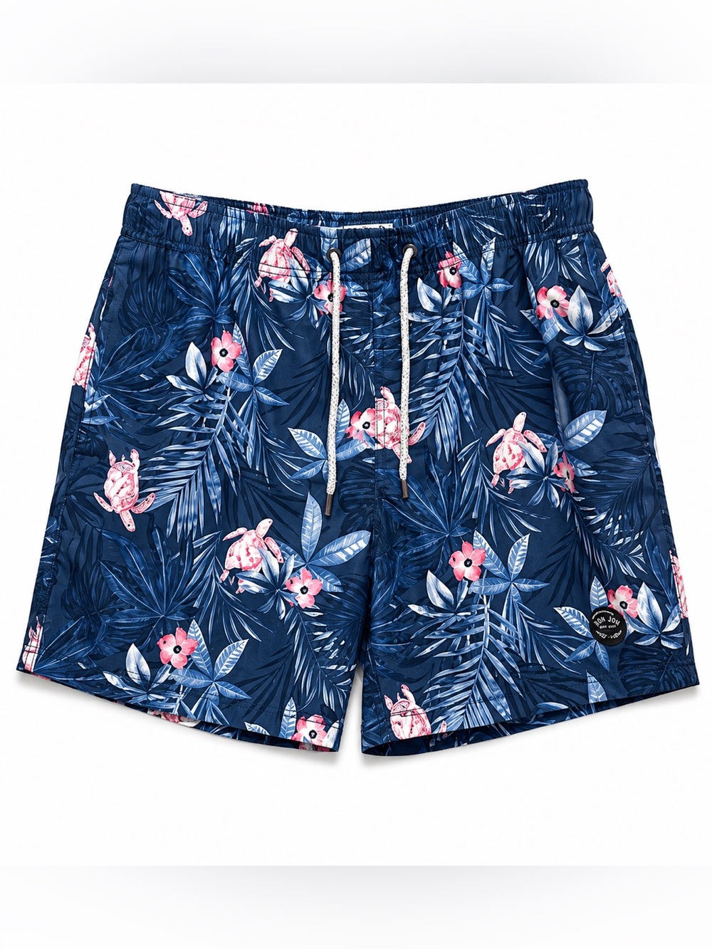 Ron Jon Navy Blue Floral Swim Trunks with Pink Accents size Large